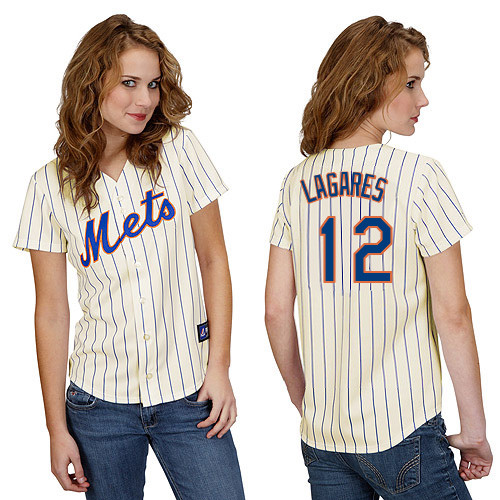 Juan Lagares #12 mlb Jersey-New York Mets Women's Authentic Home White Cool Base Baseball Jersey